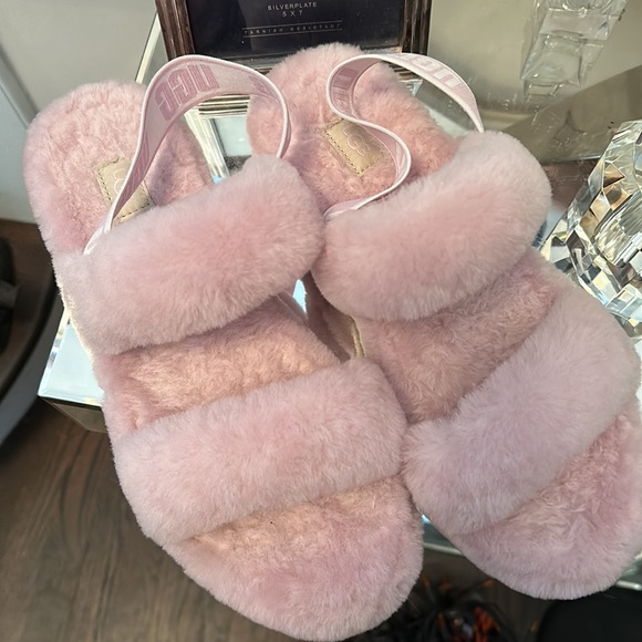 UGG OH YEAH PINK CLOUD DOUBLE STRAP LOGO SLIPPERS - Picture 3 of 3